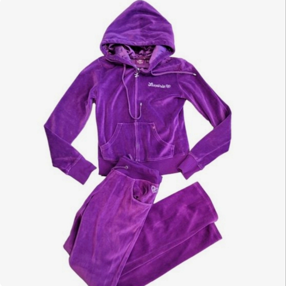 Womens Track suit Purple zip hoodie and pant set